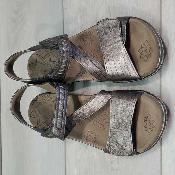 Taos Womens Zenith Pewter Hook&loop Comfort Wedge Sandals shoes sz 7 - Picture 5 of 14